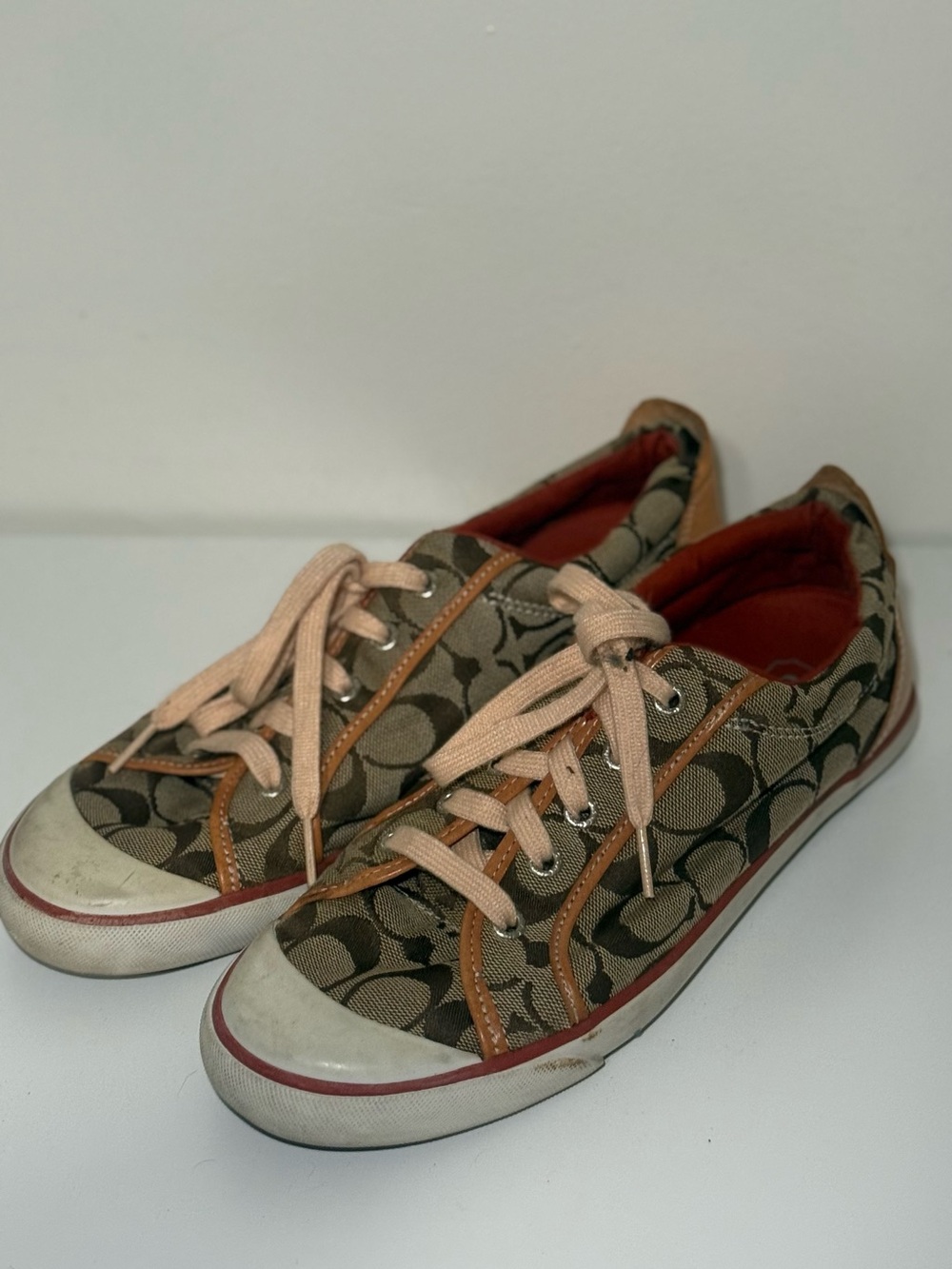 Coach Barrett Tan Signature Canvas Low-Top Sneakers Monogram Size 10 Vintage